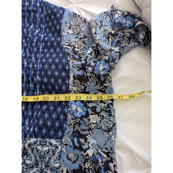 Ulla Popken Top Women's 16/18 Cottagecore Boho Blue Floral Pleats Button Tunic - Picture 10 of 11